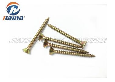 DIN7505 5X30mm Pozi 드라이브 Csk 머리 각자 두드리는 나사 노란 아연은 30MM 길이를 도금했습니다