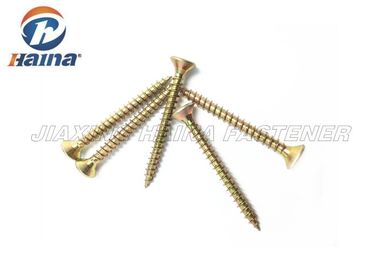 DIN7505 5X30mm Pozi 드라이브 Csk 머리 각자 두드리는 나사 노란 아연은 30MM 길이를 도금했습니다